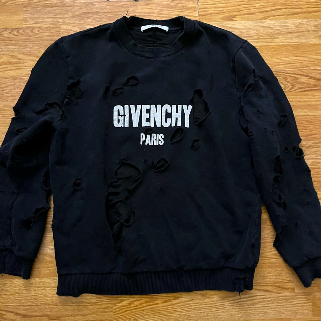 Givenchy Destroyed Sweatshirt, Pre-Owned, Authentic, Size Large